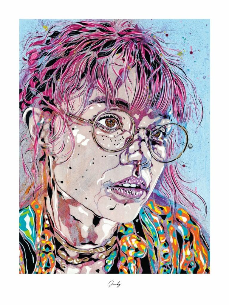 Oeuvre d'art représentant une femme des lunettes